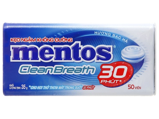 MENTOS CLEAN BREATH 30 miniues TABLET PEPPERMINT 12 BOXES X 6 TINS X 35G (50 PCS)